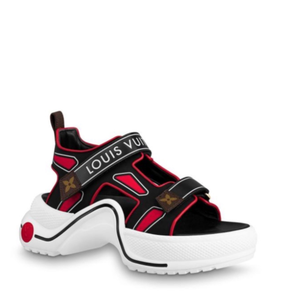 Fashion  Women LV Archlight Sporty Sandal Monogram Leather Canvas-Red